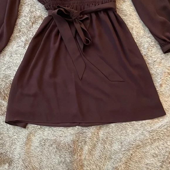 Express Plum V-Neck Elastic Tie Waist Long Sleeve Mini Dress Small NWT - Picture 6 of 10